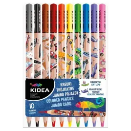 kredki-trojkatne-jumbo-pojazdy-10-kolorow-kidea