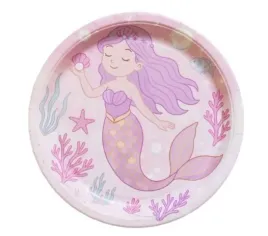 talerzyki-papierowe-syrenka-syrena-rozowe-dekoracja-urodziny-6szt-23cm