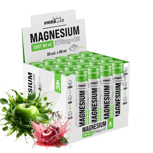 HIRO.LAB Magnesium + B6 Shot 20 X 80ml JABŁKO-WIŚNIA Magnez i Energia