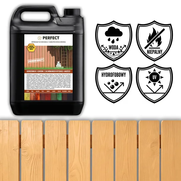 Impregnat do drewna barwiący PERFECT WOOD 10 L BEZBARWNY 120 m2