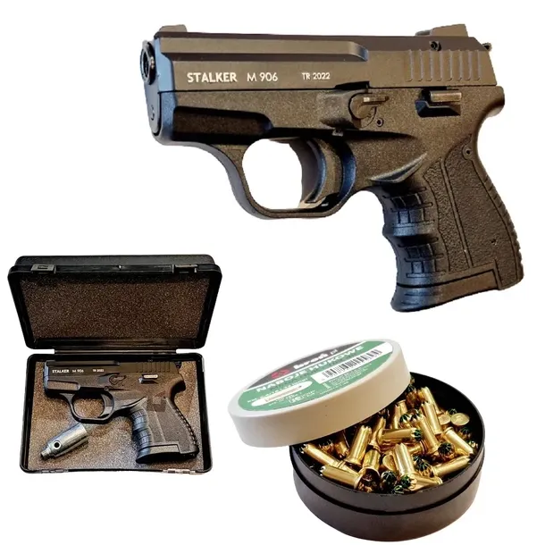 PISTOLET HUKOWY STALKER M906 CZARNY + AMUNICJA MEGA HUK 100SZT