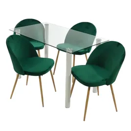 zestaw-stol-nicea-bialy-i-4-krzesla-denwer-velvet-zielone