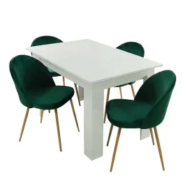 stol-modern-120-bialy-i-4-krzesla-denwer-velvet-zielone