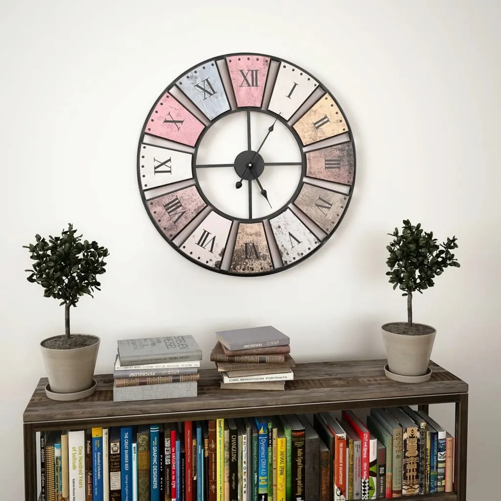 zegar-scienny-retro-metal-mdf-60cm-roznokolorowy