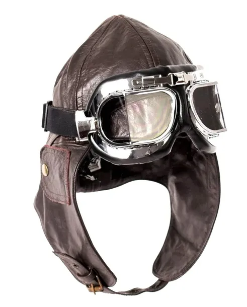 Czapka pilotka na motocykl skórzana brązowa