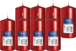 swieca-walec-bispol-20h-10cm-sw50-100-czerwony-metalik-8szt