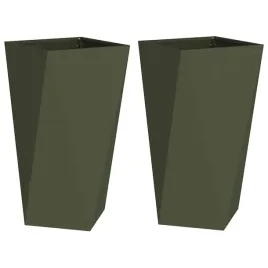 donica-2-pcs-zielony-oliwkowy-40-x-40-x-75-cm-stal