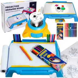 stolik-zestaw-do-rysowania-tablica-projektor-rzutnik-wzory-mazaki-kredki
