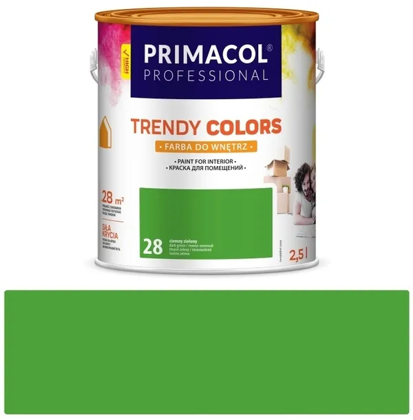 Farba Primacol Trendy Colors 2,5l Ciemny Zielony (28) do Wnętrz Akrylowa