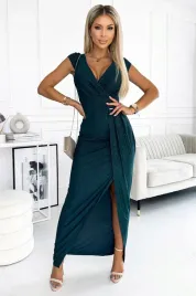 blyszczaca-sukienka-z-krotkim-rekawkiem-dekoltem-zielen-butelkowa