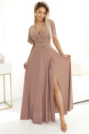 jennifer-polyskujaca-dluga-suknia-z-rekawkiem-mocha-mousse-z-brokatem