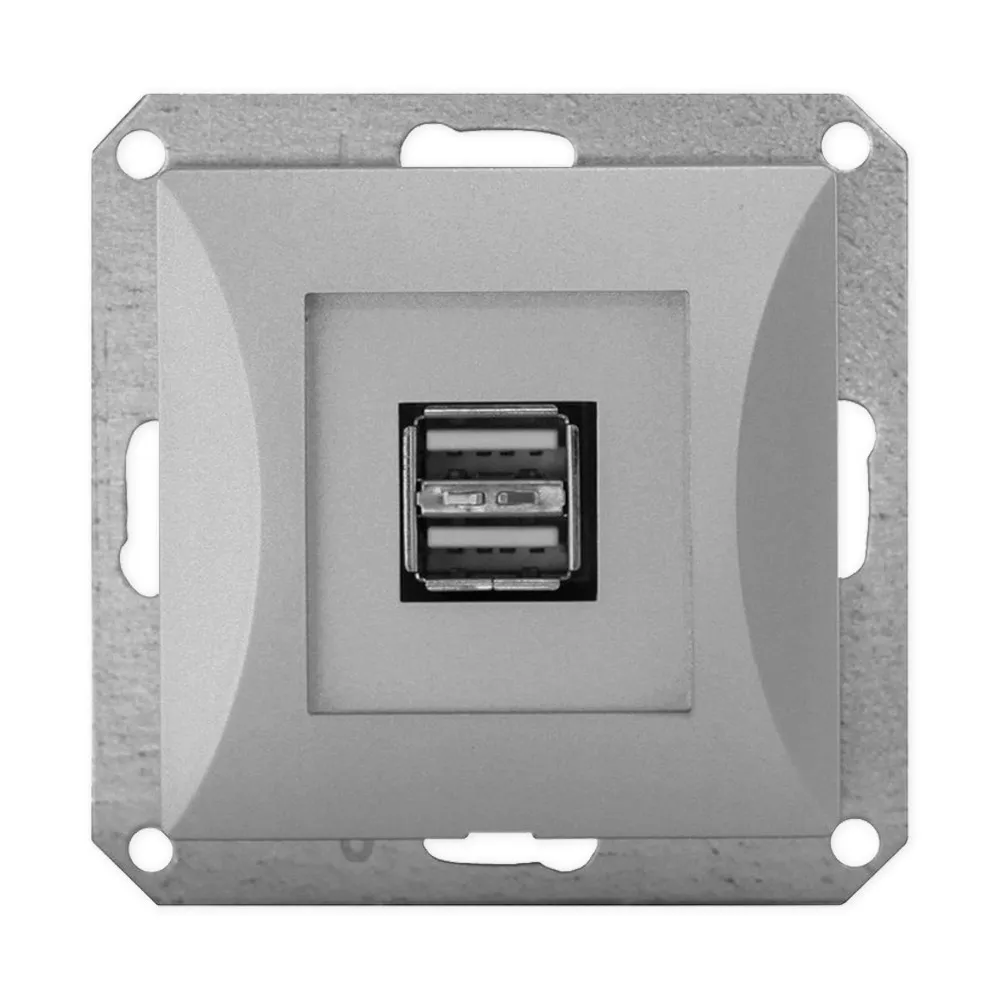 opal-gniazdo-ladowarka-2x-usb-1a-modul-srebrny