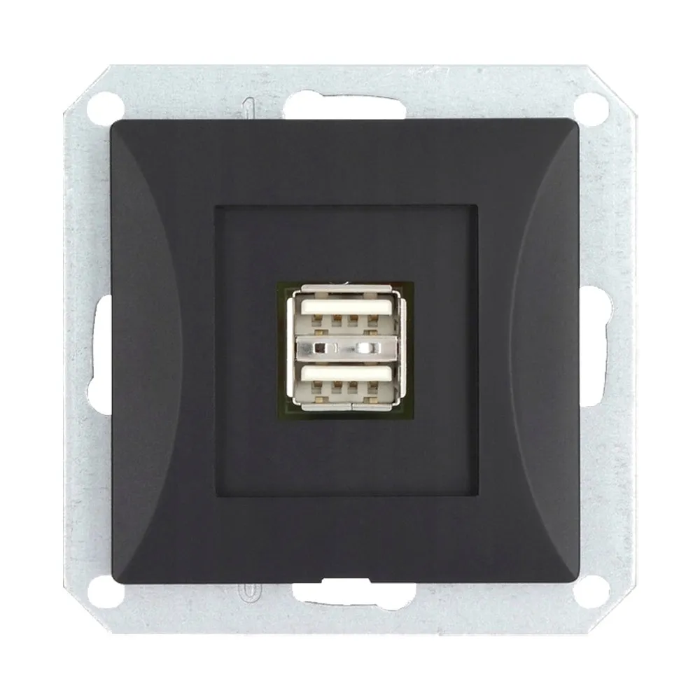 opal-gniazdo-ladowarka-2x-usb-1a-modul-czarny-mat