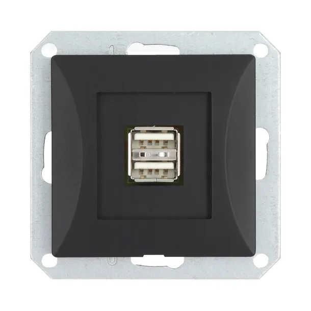 opal-gniazdo-ladowarka-2x-usb-1a-modul-czarny-mat-typ-gniazda-gniazdo