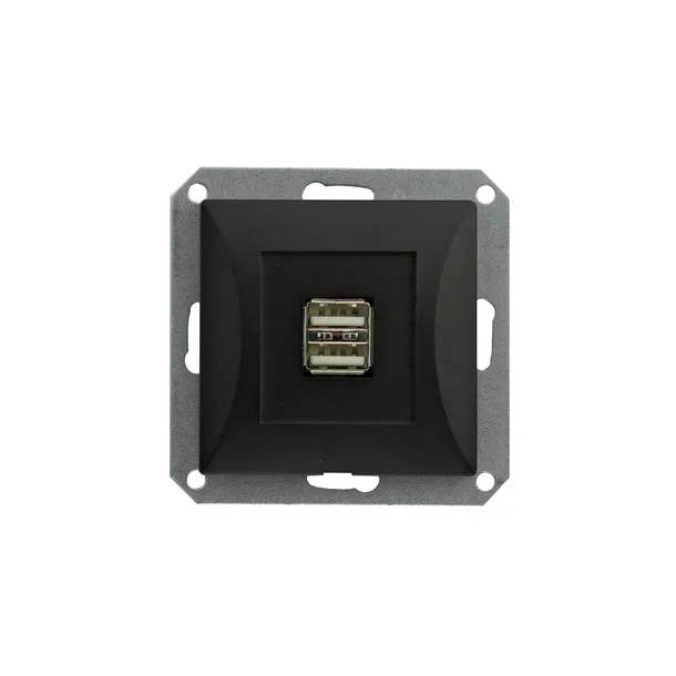 opal-gniazdo-ladowarka-2x-usb-1a-modul-czarny-mat-uziemienie-bez-uziemienia