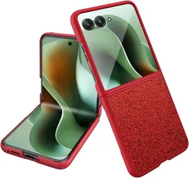 ninki-etui-do-motorola-razr-50-wzmocnione-brokatowe-czerwone-szklo-lcd