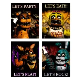 plakaty-fnaf-30x40-cm-freddie-chica-foxy-five-nights-zestaw-na-sciane-4-szt