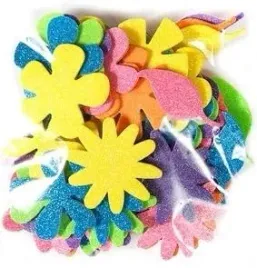 naklejki-z-pianki-kwiatki-brokat-72szt