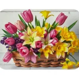 mata-stolowa-40x30-cm-bukiet-tulipany-lilie-zonkile-w-brazowym-koszu