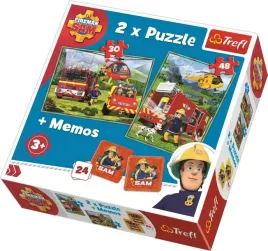 puzzle-trefl-102-elementow-puzzle-2w1-memos-strazak-sam-strazacy-w-akcji