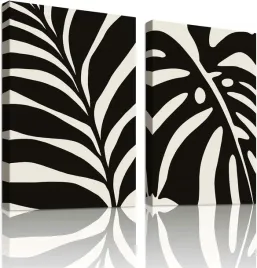 obraz-na-plotnie-w-ramie-lisc-botaniczny-abstrakcja-50x70cm-2szt