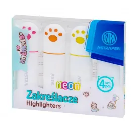 zakreslacze-z-lapkami-astrapen-animals-4-szt-pet-box-kolory-neonowe