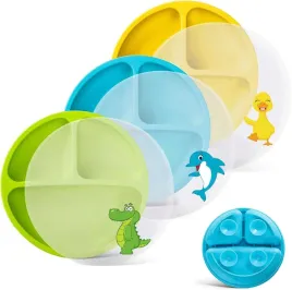talerz-silikonowy-dla-dzieci-z-przegrodkami-przyssawkami-i-pokrywka-3szt