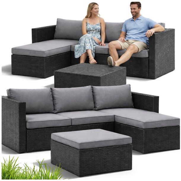 Zestaw Mebli OGRODOWYCH ACERO Narożnik + Pufa/Stolik TECHNORATTAN Premium
