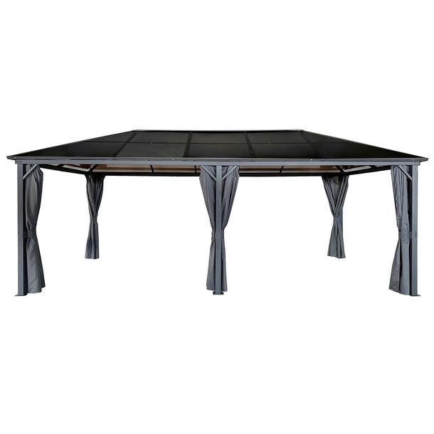 Altana ogrodowa brąz 3x6m Pergola 18m2 na taras metalowa + ZASŁONY szare