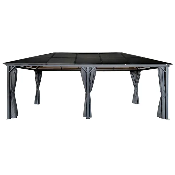 Altana ogrodowa brąz 3x6m Pergola 18m2 na taras metalowa + ZASŁONY szare