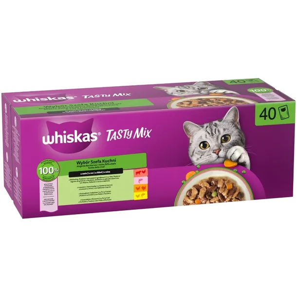 WHISKAS MOKRA KARMA DLA KOTA TASTY MIX SASZETKI 40X85 G