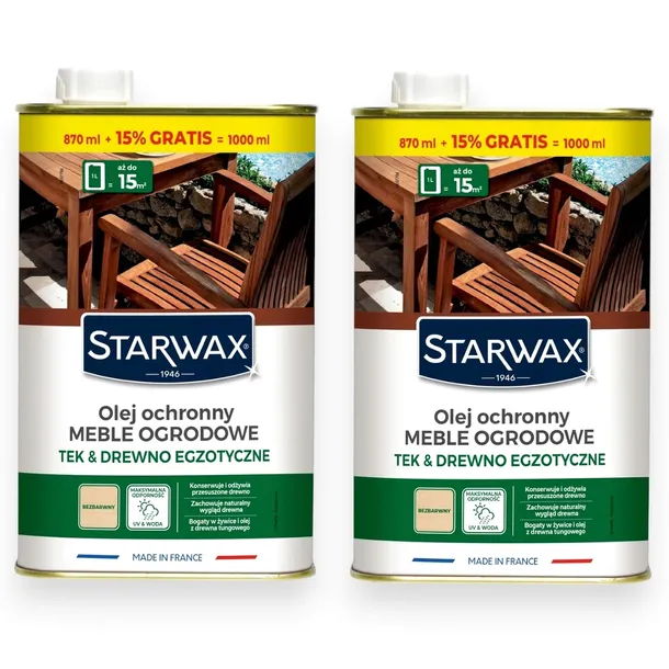OLEJ DO MEBLI OGRODOWYCH OCHRONNY TEK & DREWNO EGZOTYCZNE 1L STARWAX X2