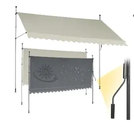 markiza-zaciskowa-400-cm-z-regulacja-wysokosci-wodoodporna-bezowa