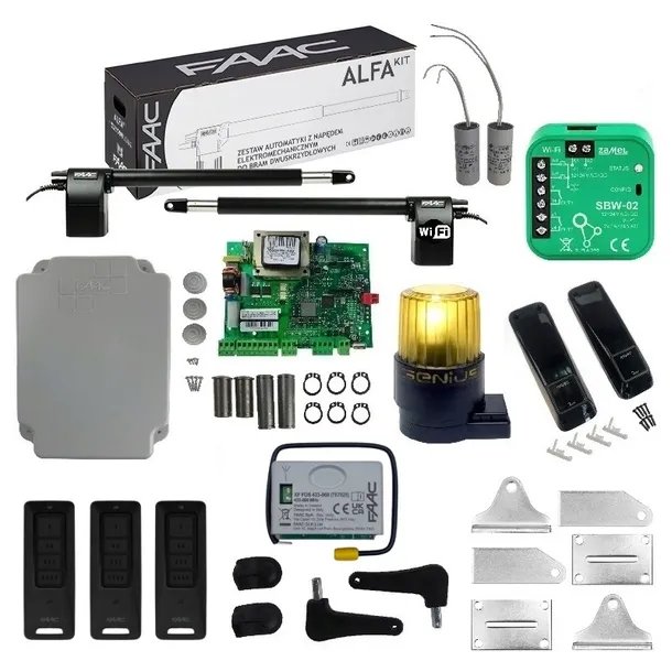 Zestaw FAAC ALFA 414 230V do 6M + 3 PILOTY FDS + LAMPA GUARD + WIFI SUPLA