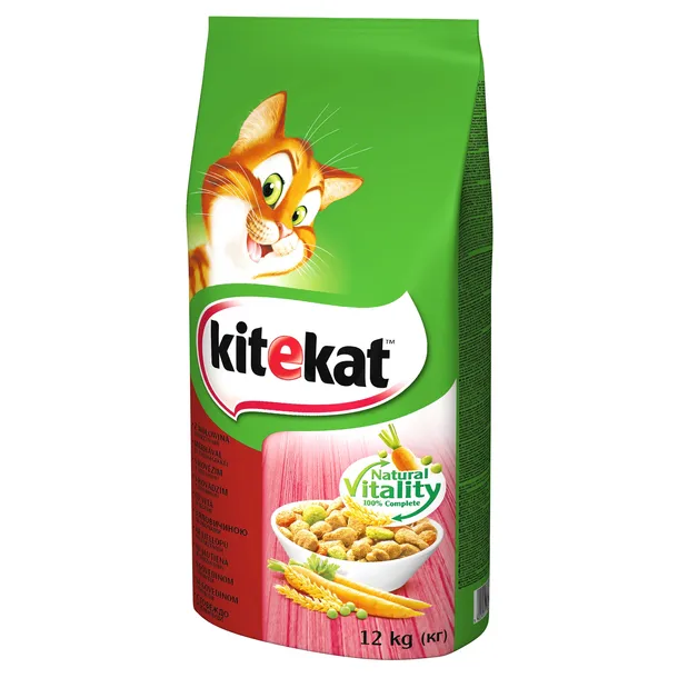 KITEKAT sucha karma dla kota z wołowiną i warzywami 12 kg