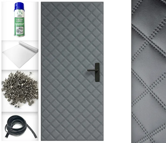 Antracyt 115x215 TAPICERKA DRZWIOWA Obicie na drzwi Pikowana + AKCESORIA