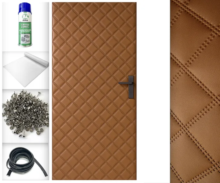 Brązowa 115x215 TAPICERKA DRZWIOWA Obicie na drzwi Pikowana + AKCESORIA