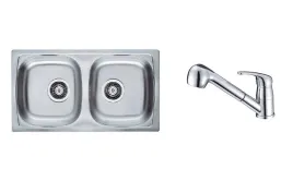 zlewozmywak-dwukomorowy-stalowy-dekor-bateria-kuchenna-wyciagana-wylewka