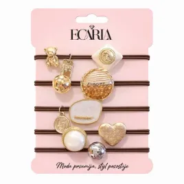 ecarla-zestaw-frotek-gumek-5w1-na-plakietce-brazowe-z-kamieniami-zlote-serc