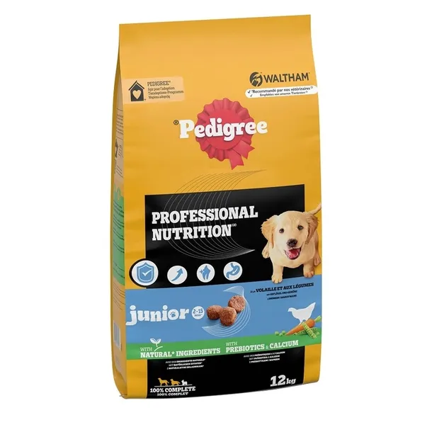 PEDIGREE JUNIOR Z DROBIEM DLA SZCZENIĄT ŚREDNICH I DUŻYCH RAS, 12KG