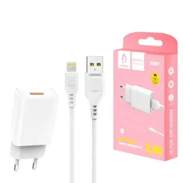 denmen-ladowarka-sieciowa-dc01-usb-kabel-usb-lightning-2-4a-12w-1m-bial