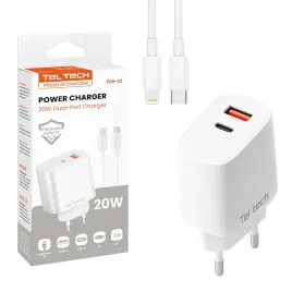 teltech-ladowarka-sieciowa-usb-typ-c-25w-kabel-typ-c-lightning-qc-pd