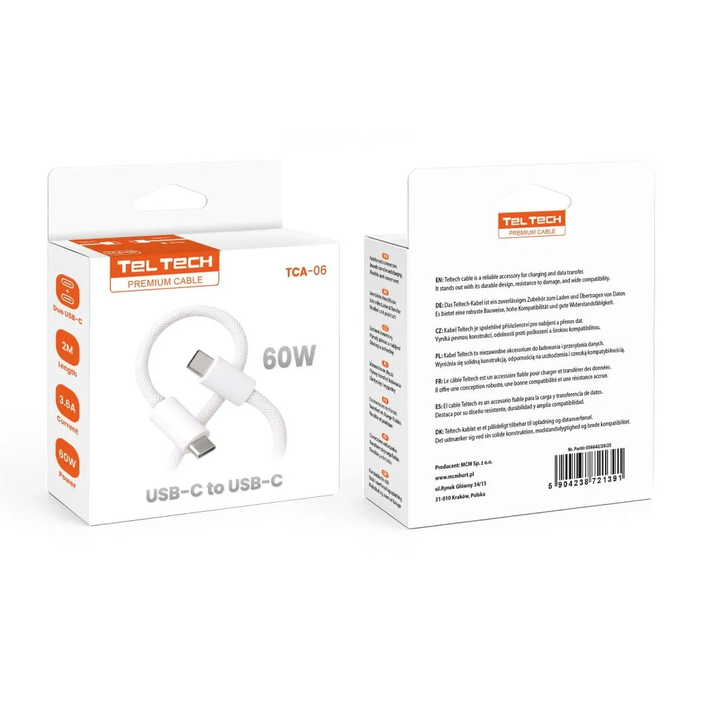 teltech-kabel-typ-c-typ-c-3a-60w-2m-bialy-oplot-tca-06