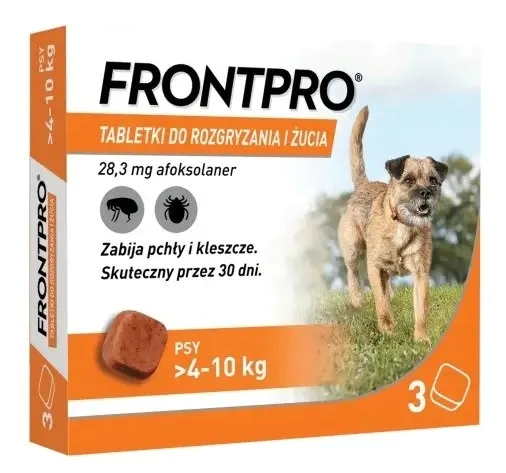 FrontPro Tabletki dla psów >4-10kgna pchły i kleszcze 3x28mg