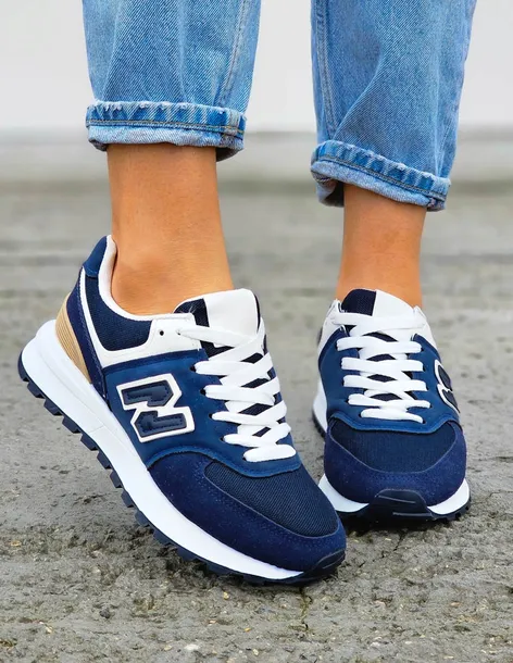 Biało-Granatowe Buty Sportowe Damskie New Blanced 37