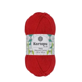 kartopu-baby-natural-cotton-166-czerwony-100gr-200m-49percent-bawelna-51percent-akryl