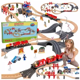drewniana-kolejka-elektryczna-pociag-na-baterie-x2-wagony-tunel-tor-dzwiek