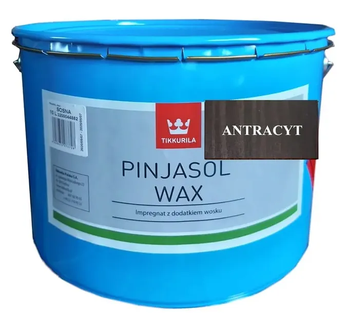 Impregnat Tikkurila Pinjasol Wax z woskiem do drewna - ANTRACYT; 10L