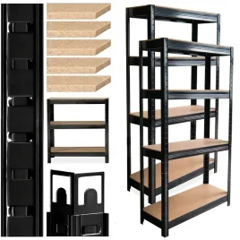 2x-regal-magazynowy-metalowy-garazowy-do-garazu-150x70x30cm-600kg-czarny