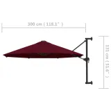 parasol-scienny-uv-300x131cm-burgund-stan-nowy-wysokosc-produktu-131-cm